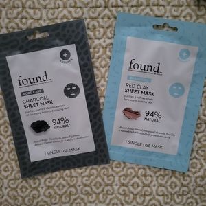 found Sheet Mask Set Charcoal Sheet Mask and Red Clay Sheet Mask NWT